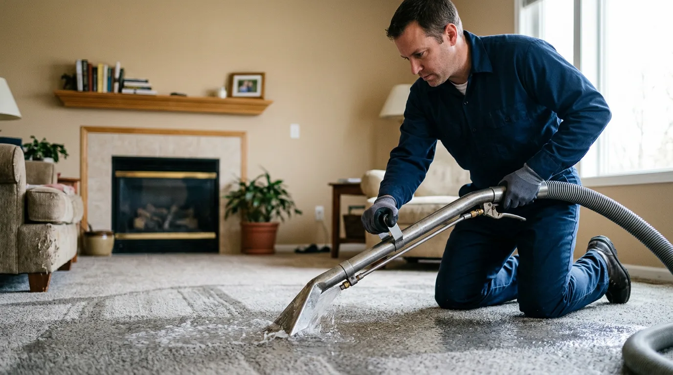 Water damage restoration technician working near Guy, TX